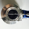 DN20 ~ DN150 Индивидуальный санитарный пищевой SS304 / 316L TriClamp Triclover Butterfly Valve